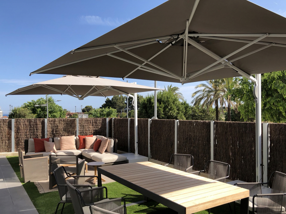 Зонт профессиональный 3х4 м Scolaro Astro Starwhite, белый, серо-коричневый