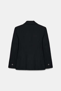 ZARA ПРИТАЛЕННЫЙ БЛЕЙЗЕР С ПОДПЛЕЧНИКАМИ, ЧЕРНЫЙ