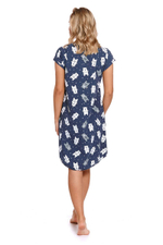 Cорочка свободного кроя с принтом в виде мишек (Размер: M) (Цвет: синий)