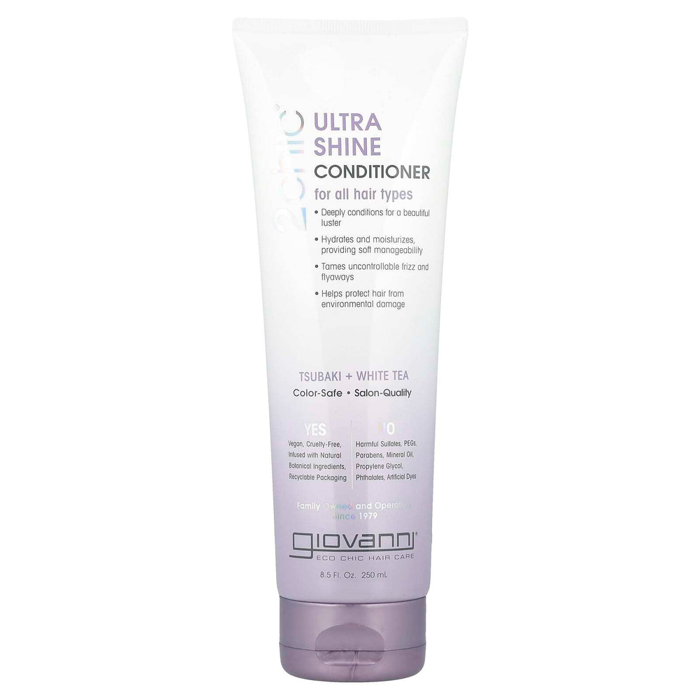 Giovanni, 2chic®, кондиционер для блеска, для всех типов волос, цубаки и белый чай, 250 мл (8,5 жидк. Унции)