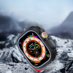 Чехол-бампер для часов Apple Watch Ultra 1 и 2 размер 49мм, черный с серой вставкой (Black/Gray) от Dux Ducis, серия Bamo Series Case