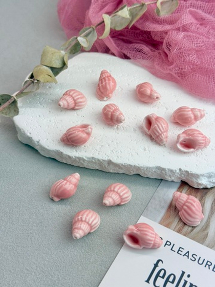 Керамические бусины, 21 мм, «Ракушка», персиковый, 5 штук