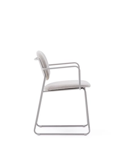 Стул Meli из бежевого шенилла с бежевой металлической структурой Испания la Forma