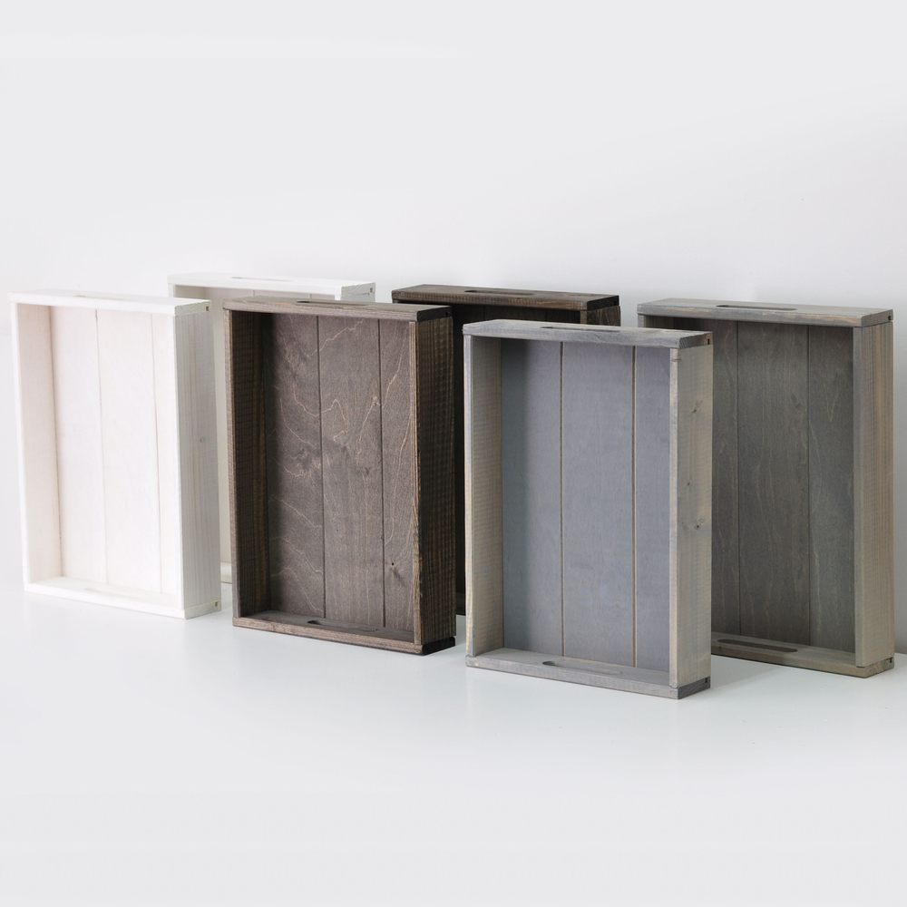 Набор деревянных подносов 38х28 см в стиле рустик (состаренный), 2 шт, столики для завтрака в постель Флоутард, для кухни, серый