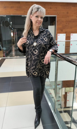 Туника-блузон с красивым изображением цепей + подвеска