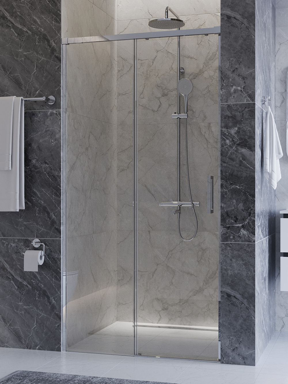 Душевая дверь CEZARES PLANE-BF-1-100-C-GM, 100х195, профиль оружейная сталь, стекло прозрачное