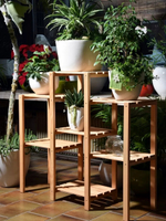 Цветочный стеллаж, полка для цветов, подставка для цветов напольная из сосны для дома и сада, в натуральной отделке