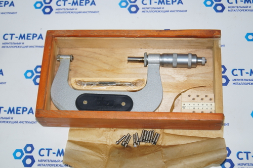 Микрометр резьбовой МВМ- 100 (75-100мм.) Ц/д 0,01мм. ГОСТ 4380-86 (6 пар вставок)