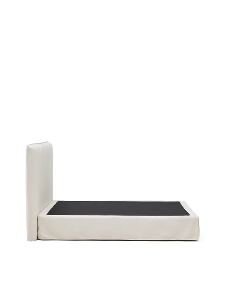 Кровать Jaira из белого шенилла со съемным чехлом для матраса 160x200 см