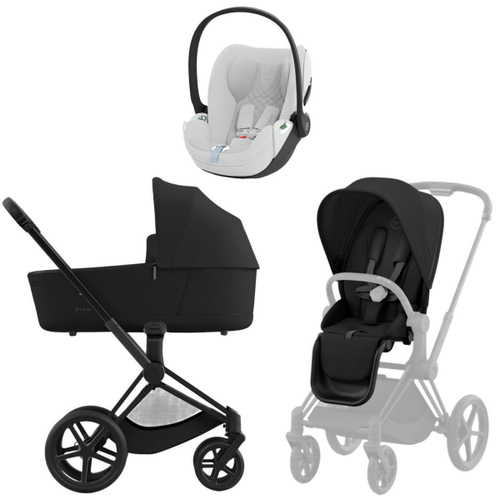 Коляска 3 в 1 Cybex Priam IV Matt Black complete и автокресло Cloud T i-Size Platinum White Plus Sepia Black