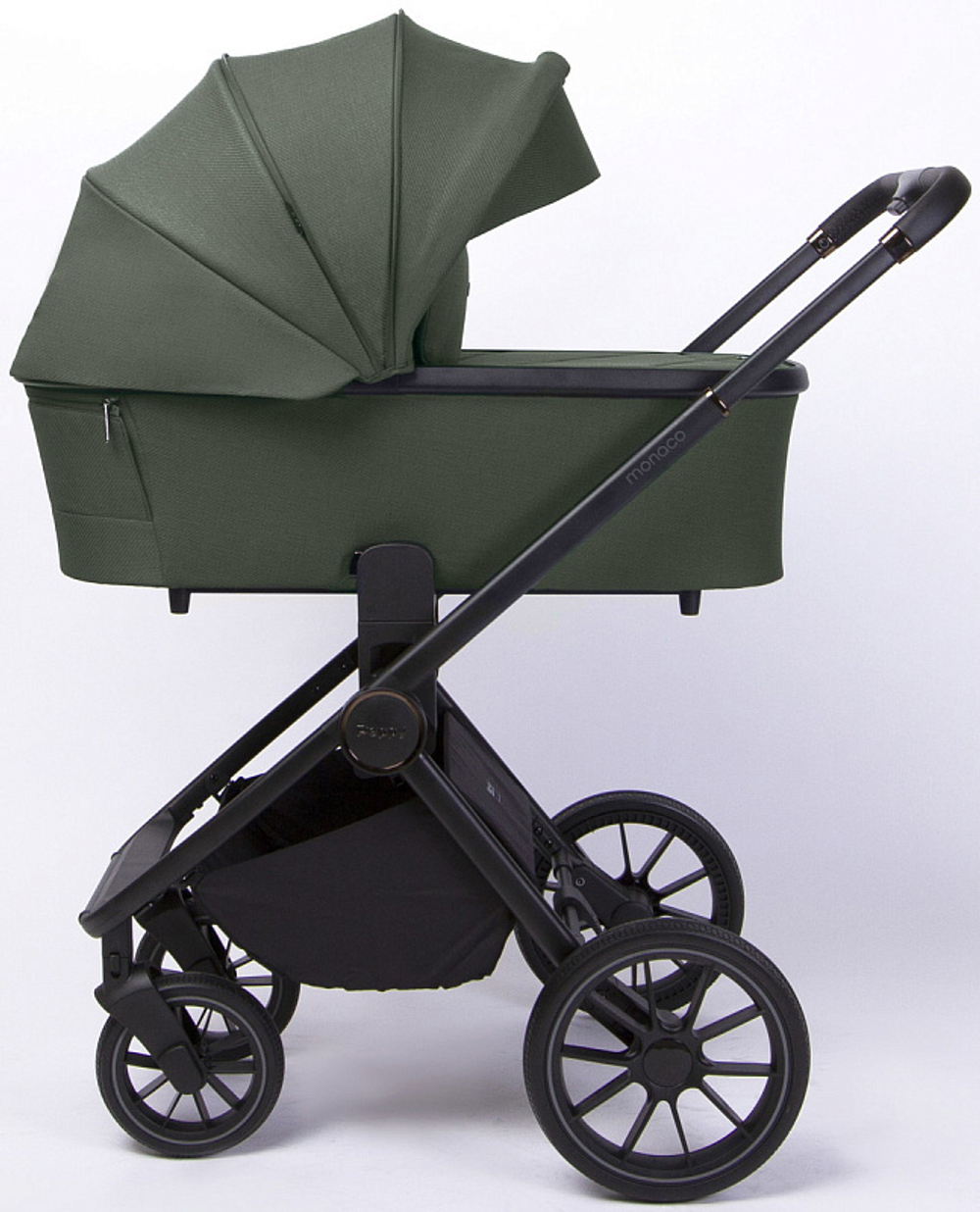 Детская коляска Peppy Monaco 3 в 1 Oliva Green (зеленый), рама черная