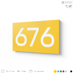 Номер на дверь 676, табличка на дверь для офиса, квартиры, кабинета, аудитории, склада, желтая 120х70 мм, Айдентика Технолоджи