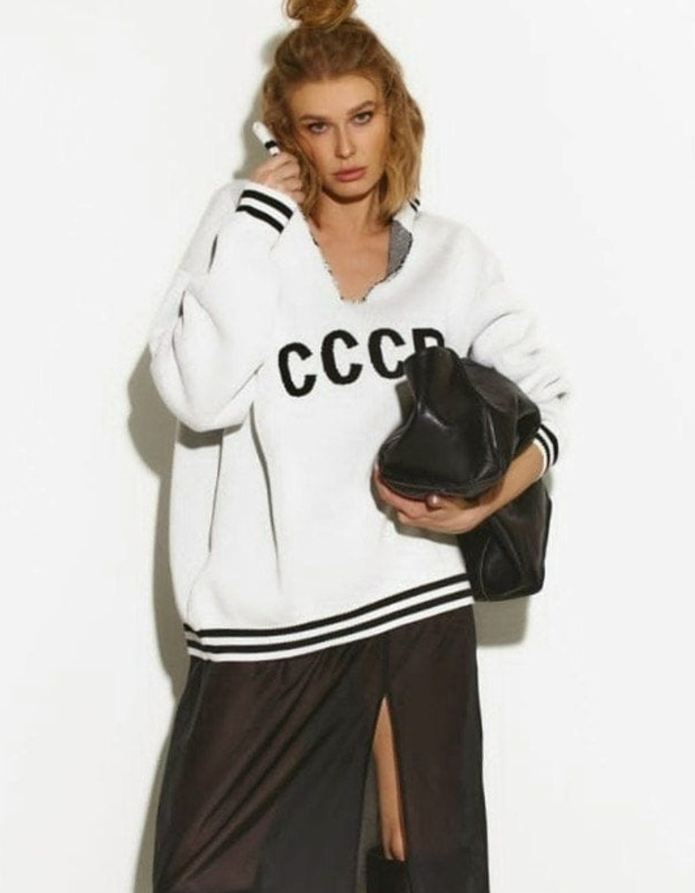 Толстовка "СССР", вязка, унисекс, размер 42-50, цвет белый