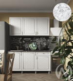 Кухня Вильма 1.5м (корпус белый/арктик; арктик) 38мм мрамор итальянский