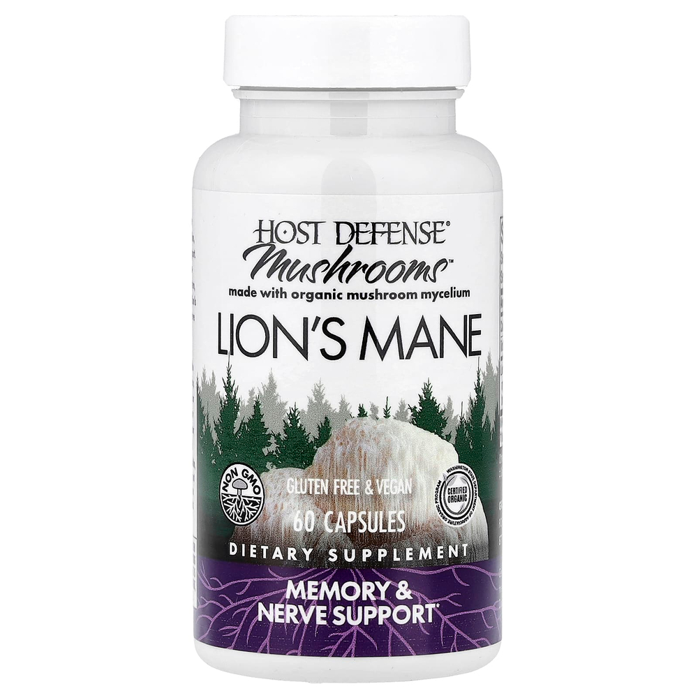 Host Defense, Mushrooms™, ежовик гребенчатый, 60 капсул (0,5 г в 1 капсуле)