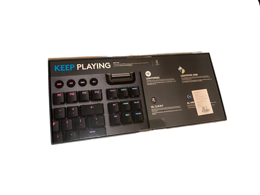 Клавиатура Logitech G913 TKL (механическая, беспроводная, RGB, Low Profile GL Clicky/Tactile/Linear), черная