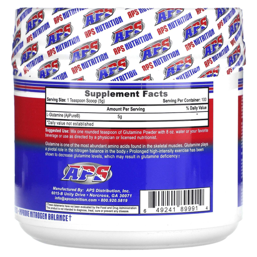 APS, L-глютамин, сверхчистый порошок, 500 г (17,63 унции)