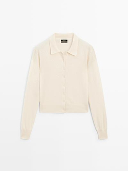 Massimo Dutti Кардиган из 100% шерсти, экрю