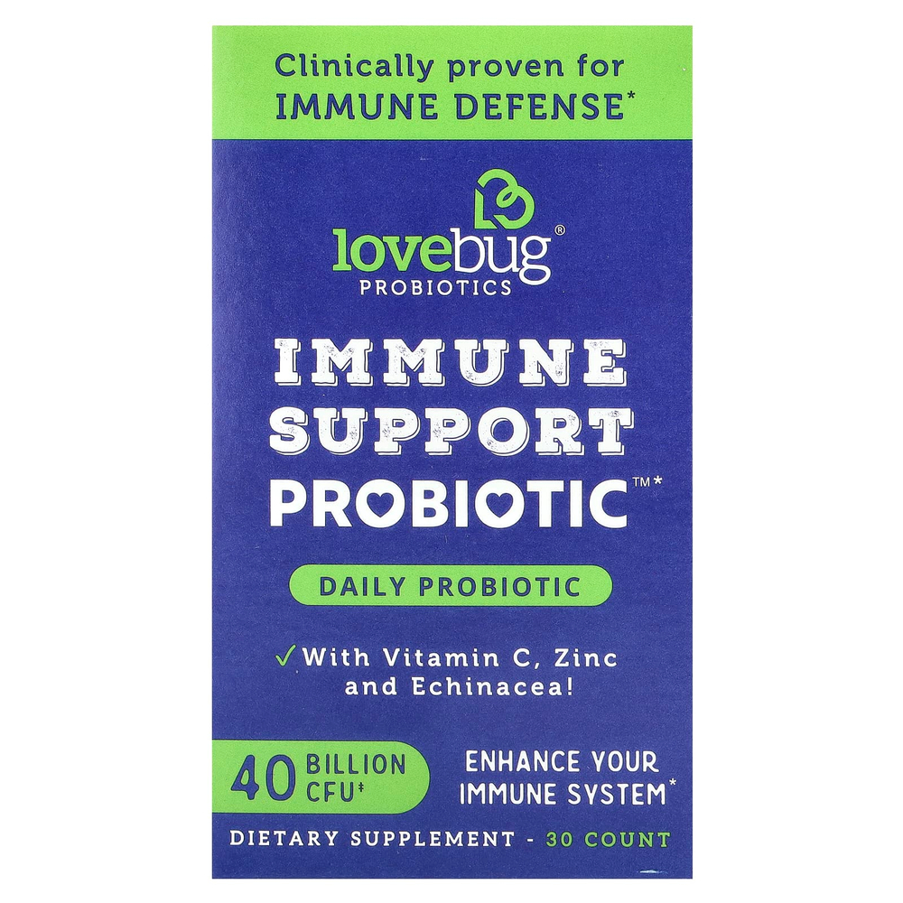 LoveBug Probiotics, Immune Support Probiotic™, пробиотик для ежедневного приема, 40 млрд КОЕ, 30 капсул