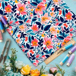 Ткань премиум шелк искусственный Армани эффектная луговая фантазия