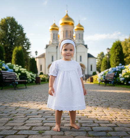 Крестильный набор для девочки с повязкой на голову