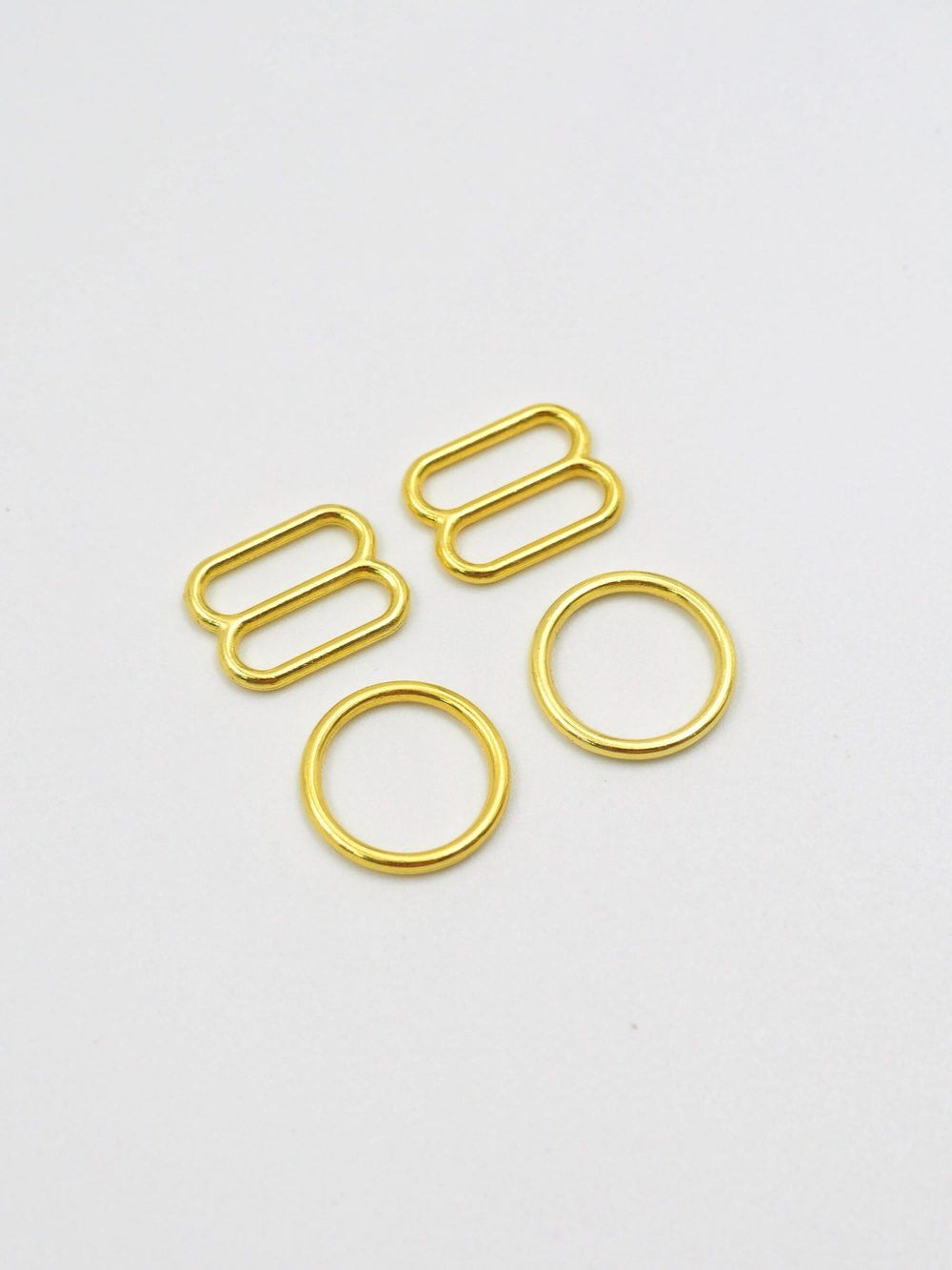 Кольцо, регулятор и крючок для бюстгальтера лимонное золото плотные 1 см ОПТом от 100 шт