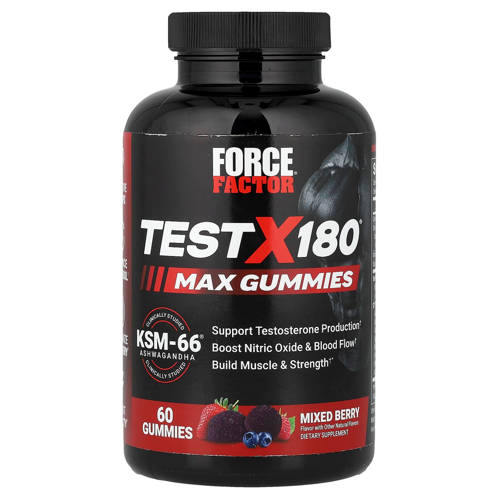 Force Factor, Test X180® Max, жевательные таблетки, со вкусом ягодного ассорти, 60 жевательных таблеток