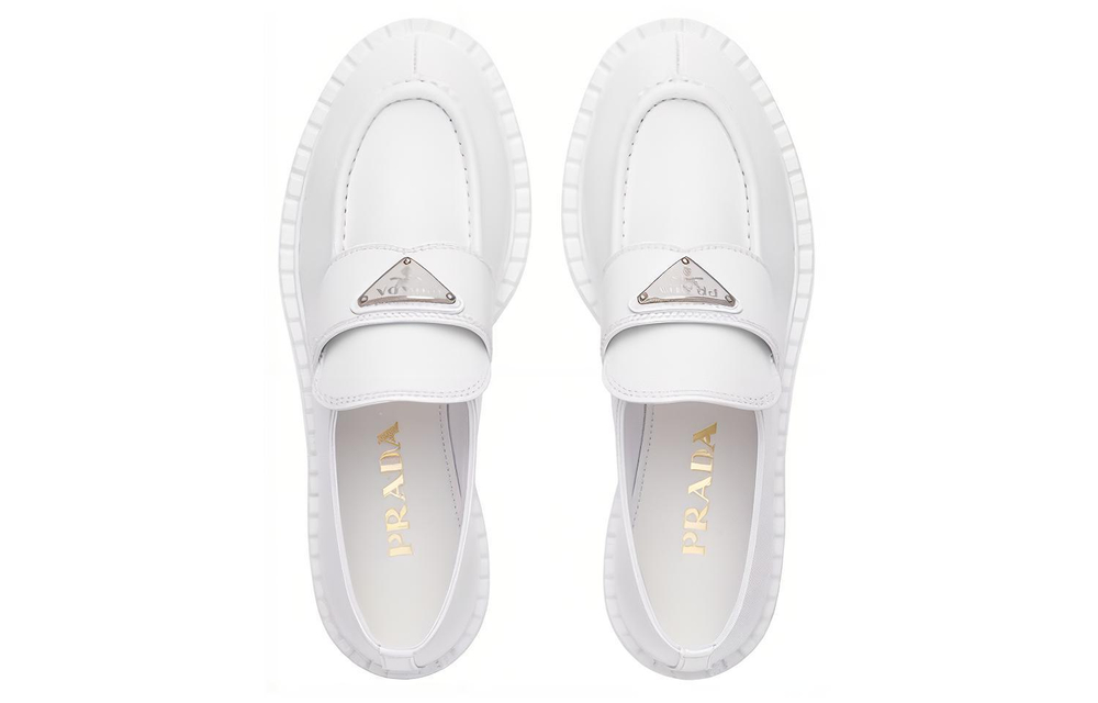 PRADA Leather Loafers "White" Women"s