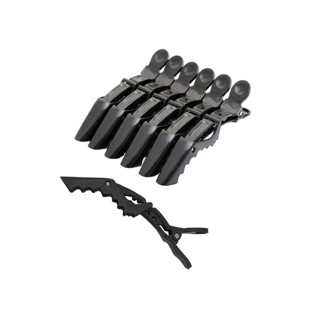 Зажимы для волос Harizma (пластик, усиленные, черный, 6шт) h10903-15