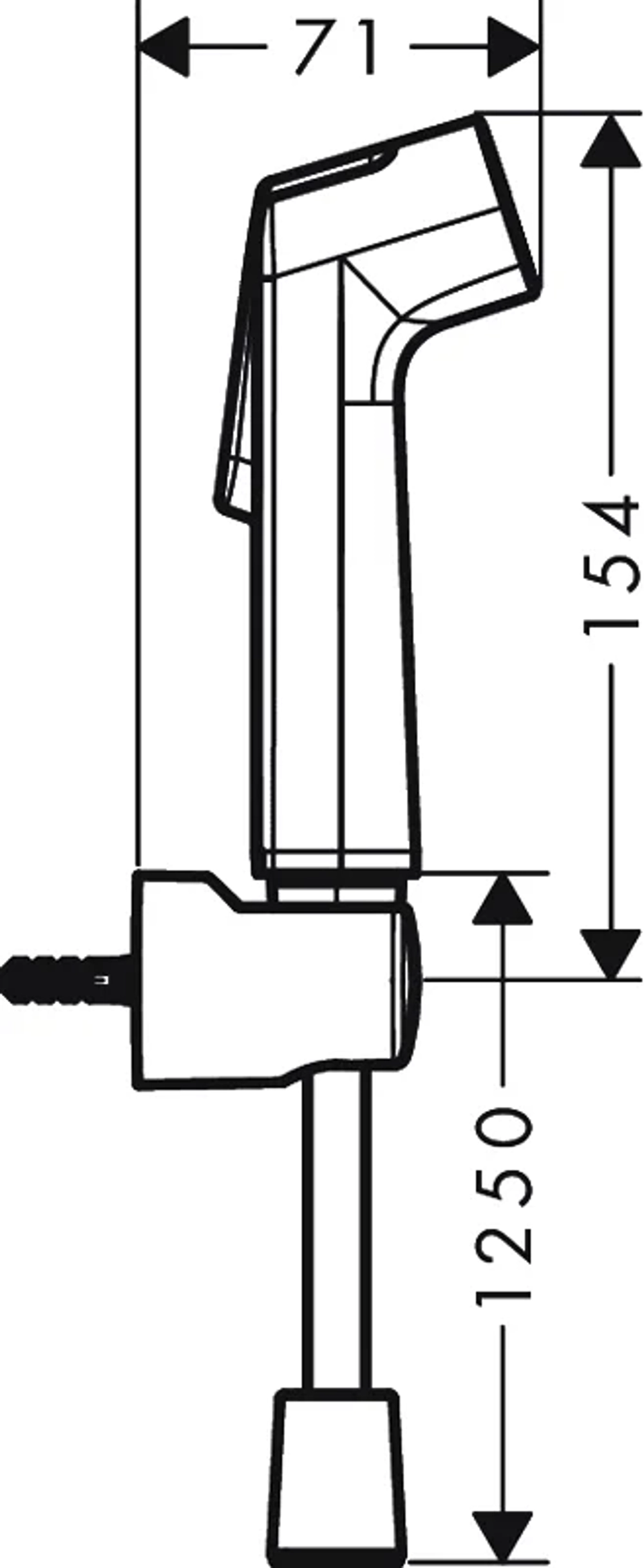 Гигиенический душ Hansgrohe Bidette 1jet S со шлангом и держателем, хром