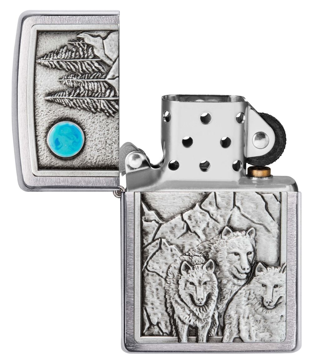 Зажигалка Zippo Wolf Design с покрытием Brushed Chrome (49295)