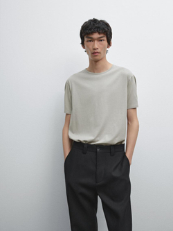 Massimo Dutti Легкая футболка из 100% хлопка, серый