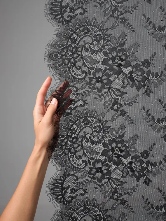 07-01 Кружево реснички (шантильи) широкое, 45 см, черный 170