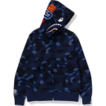 A Bathing Ape Color Camo Shark Wide Fit Full Zip Double Худи синий