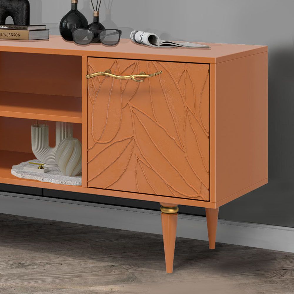 Тумба под ТВ Арт Колор leaves 155см Классик Голд Томленый оранжевый