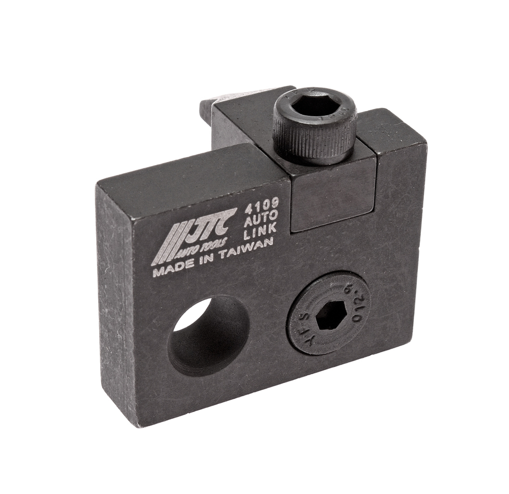 JTC-4109 - Фиксатор зубчатого колеса топливного насоса (VW,AUDI) JTC - 
	Предназначен для фиксации звездочки привода насоса высокого давления.
	Применяется на автомобилях с механическим насосом.
	Применение: Passat 2006&rsaquo;, Touareg 2003&rsaquo;, Ауди (Audi) Q7&rsaquo;, а также дизельные двигатели.
	Используется при регулировке фаз газораспределения на 6-цилиндровых двигателях объемом 3.0, 3.6 л. 4V.
	Тип двигателя: BLV, BHL, BHK.
	Оригинальный номер: Т10332.
	Габаритные размеры: 70/60/60 мм. (Д/Ш/В)
	Вес: 123 гр.