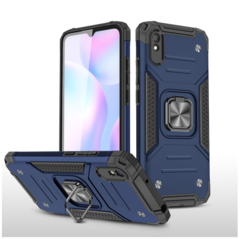 Противоударный чехол Strong Armour Case с кольцом для Xiaomi Redmi 9A (Темно-синий)