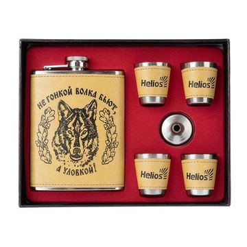 Набор Helios Волк (фляжка 240 мл + 4 стопки)(HS-N-W-А09)