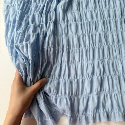 Батист Воздушный с горизонтальными полосками Голубой