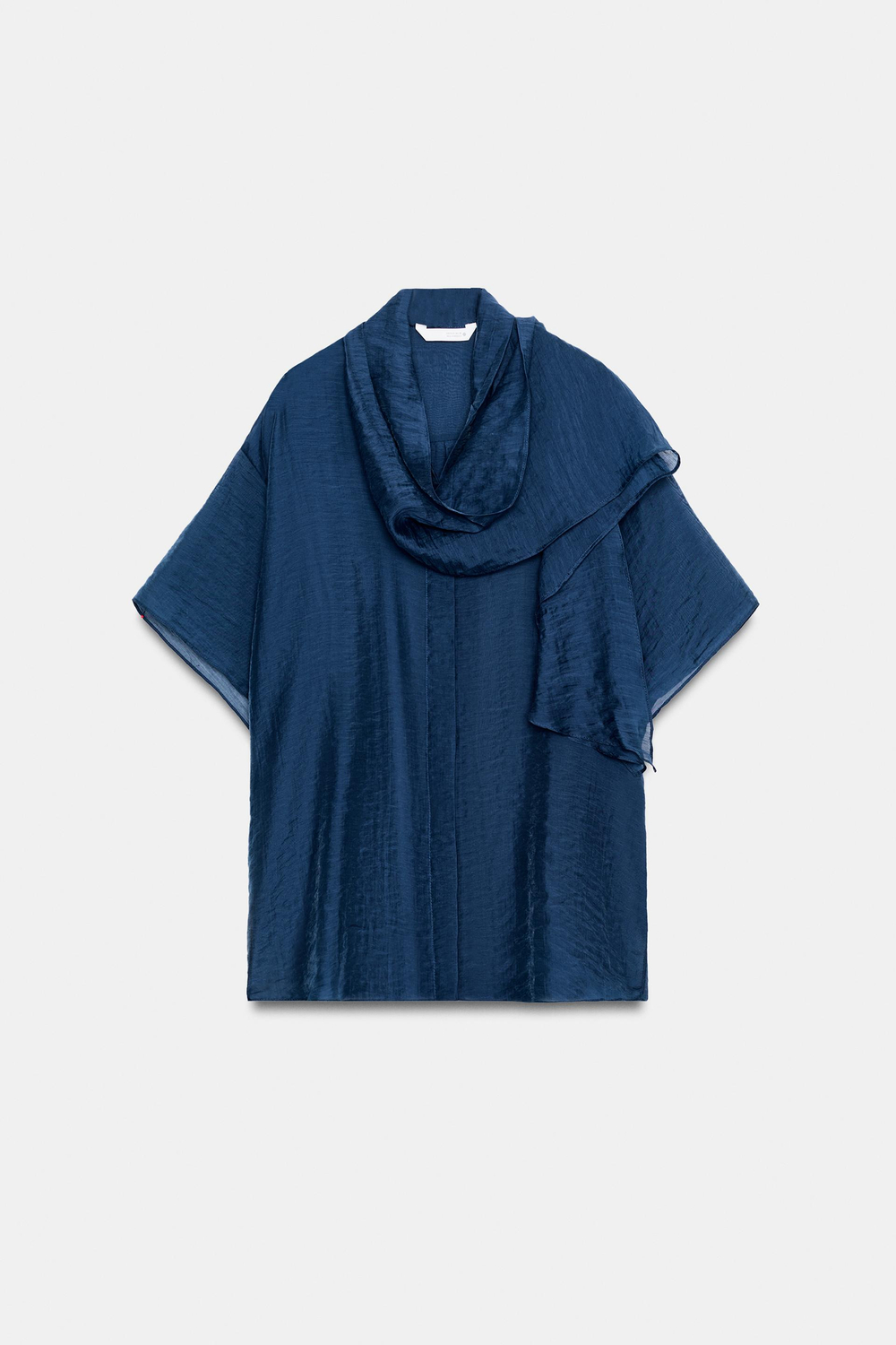ZARA РУБАШКА С ШАРФОМ — ZW COLLECTION, СИНИЙ