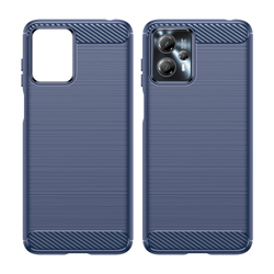 Мягкий чехол синего цвета с дизайном в стиле карбон для Motorola Moto G13, серия Carbon от Caseport