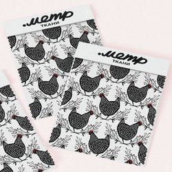 Ткань поплин курочки