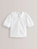 Блуза с коротким рукавом школьная для девочки Next 918-453, Белый