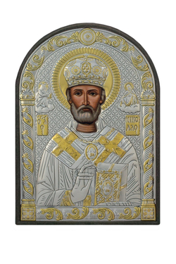 Николай Чудотворец, икона арочная, пластик 96х138