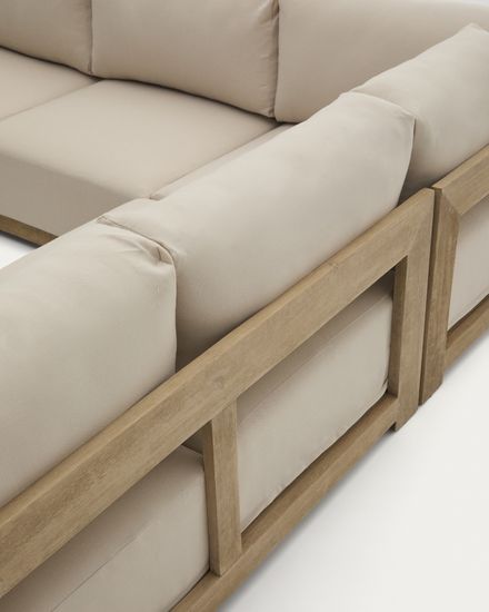 Угловой 5-местный диван Ambra из массива акации со светлой отделкой 248 см