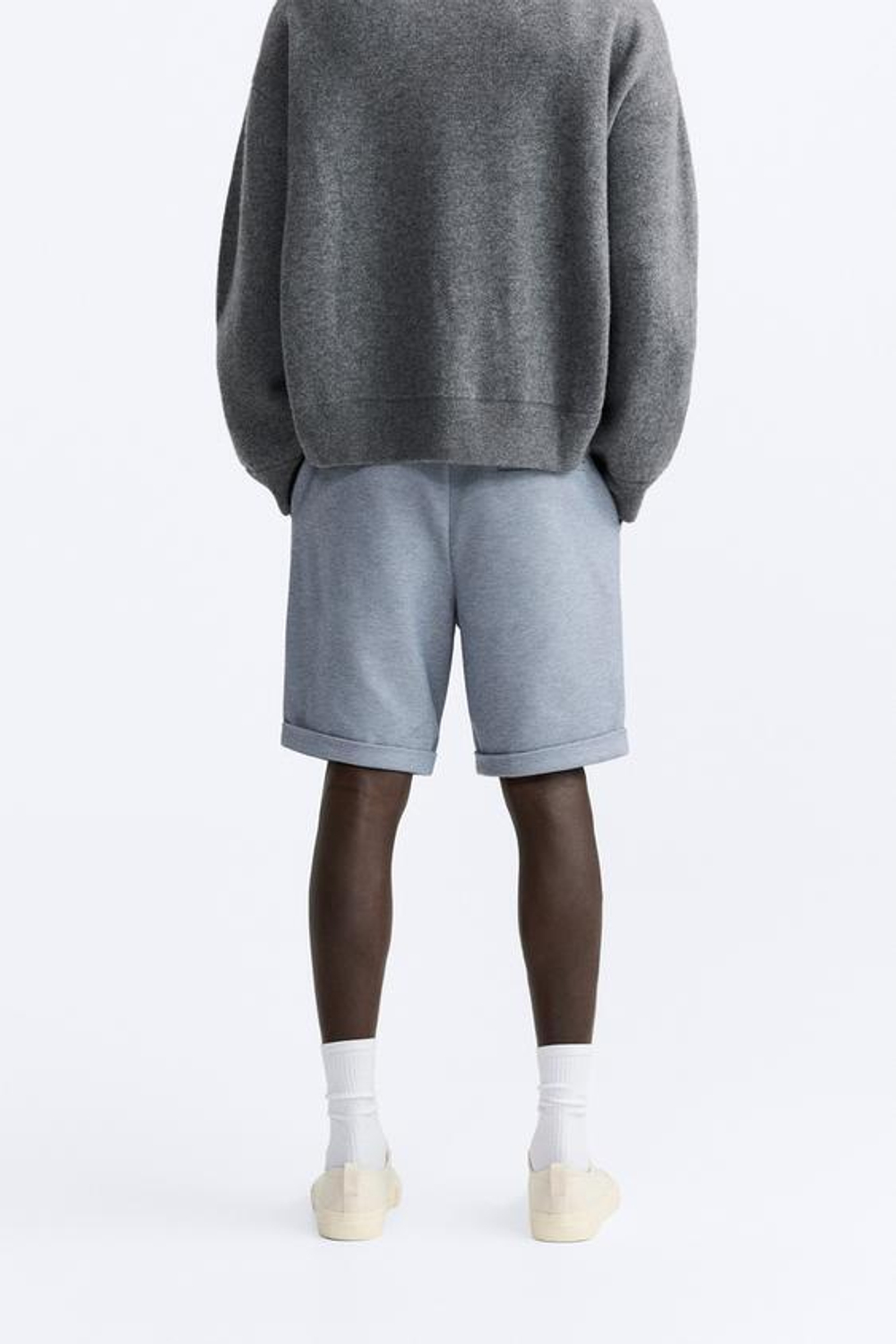 ZARA ШОРТЫ КОМФОРТНОЙ ПОСАДКИ, СИНИЙ С МЕЛАНЖЕВЫМ ЭФФЕКТОМ