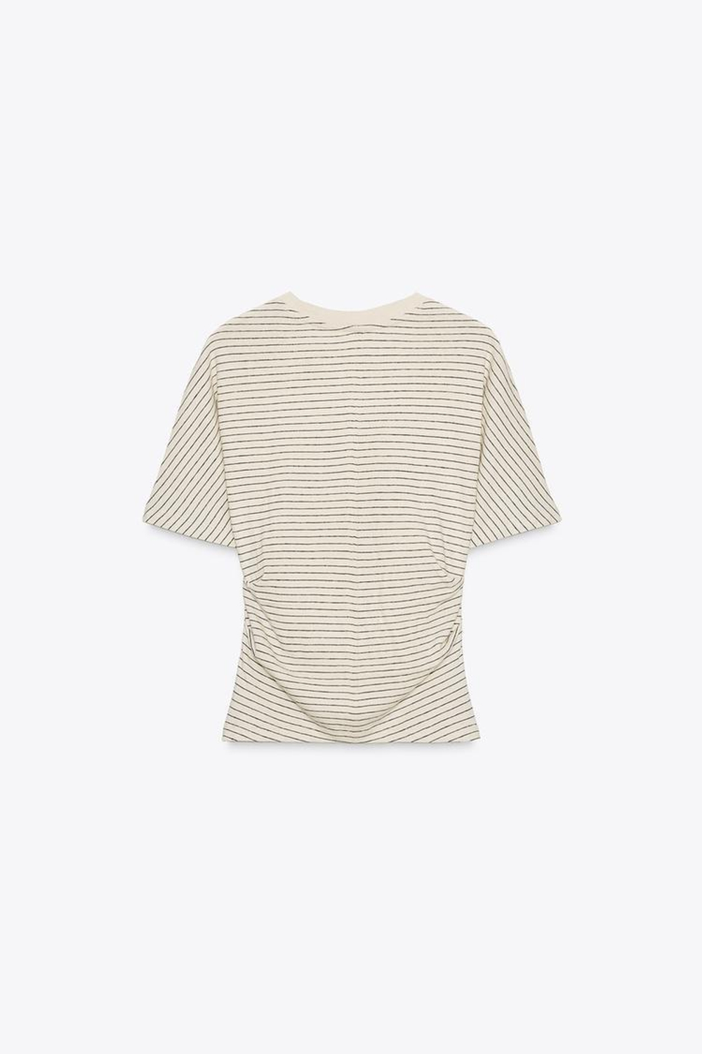 ZARA ФУТБОЛКА В СТИЛЕ РУСТИК СО СБОРКАМИ, ПОЛОСКИ