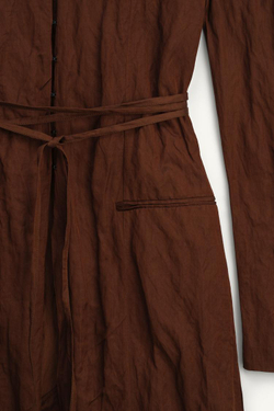 ZARA ДЛИННОЕ ПАЛЬТО ИЗ ХЛОПКА, КОРИЧНЕВЫЙ