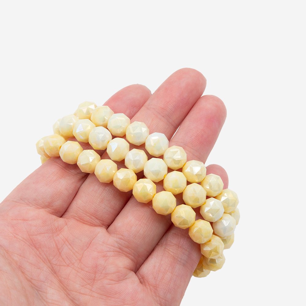 Хрустальные бусины, оттенок "Желтый", 8мм, шар, микроогранка