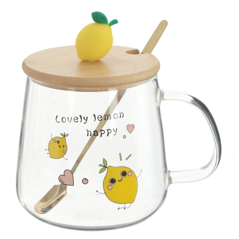 GAEM Кружка с крышкой и ложкой, 500 мл, L12,5 W9 H12,5 см, 4в.